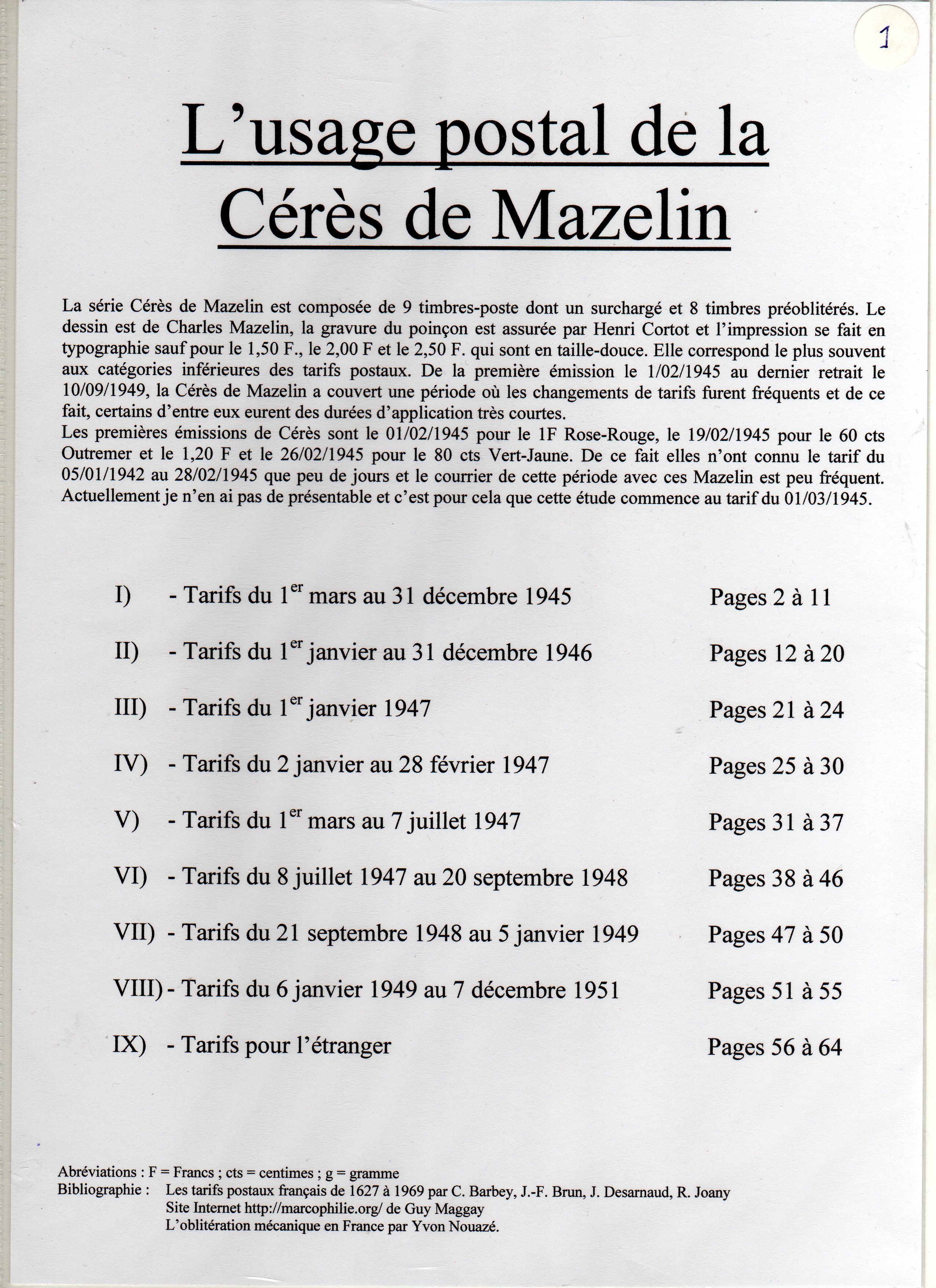 L���usage postal de la C��r��s de Mazelin p. 1