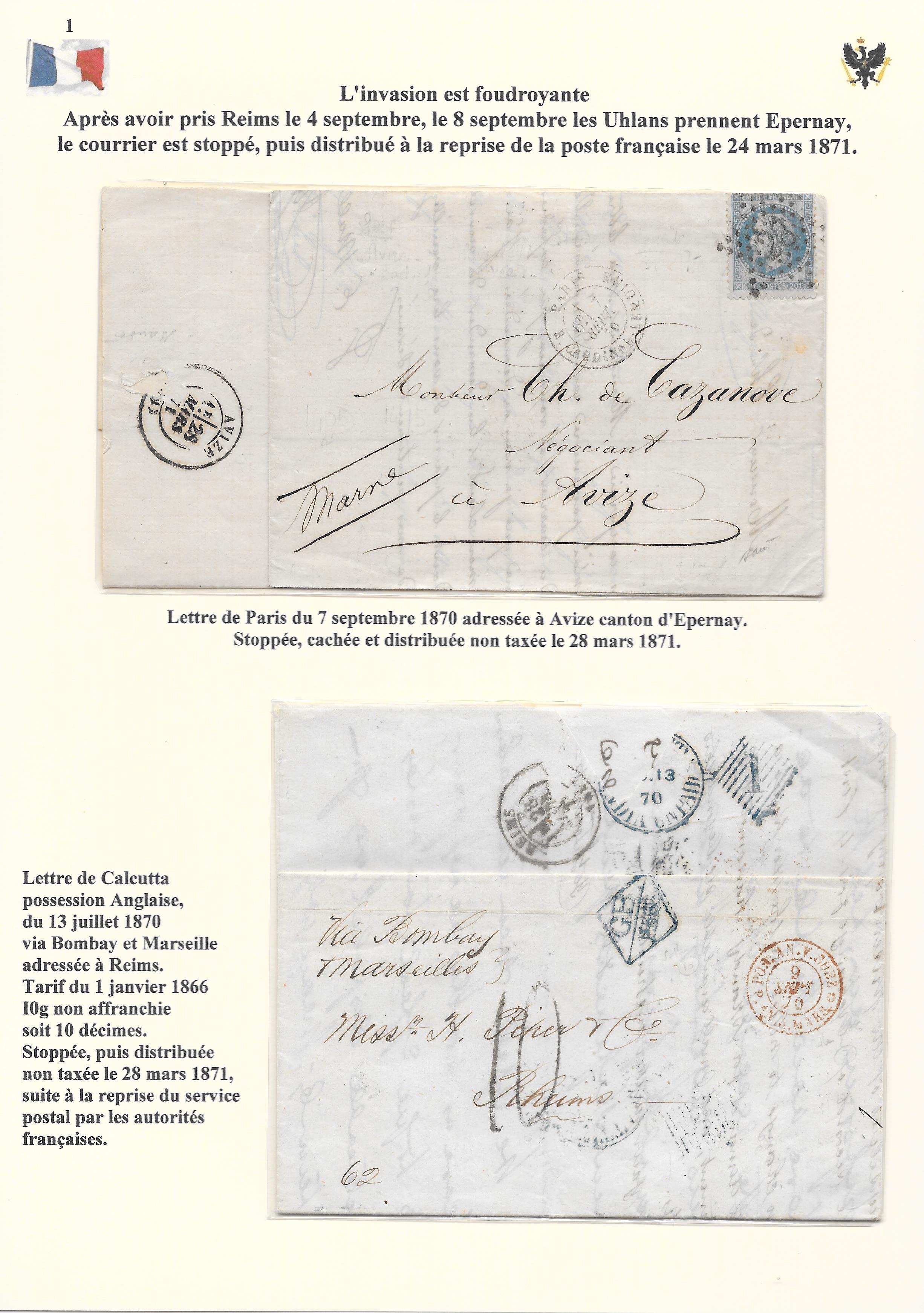 Occupation Prussienne dans la Marne 1870-1872 : Cons��quences sur les relations postales p. 4