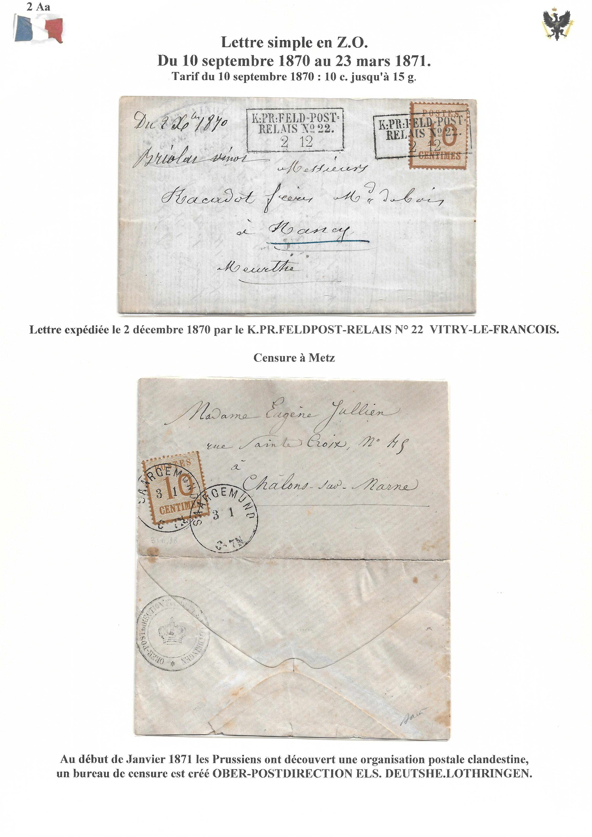 Occupation Prussienne dans la Marne 1870-1872 : Cons��quences sur les relations postales p. 9