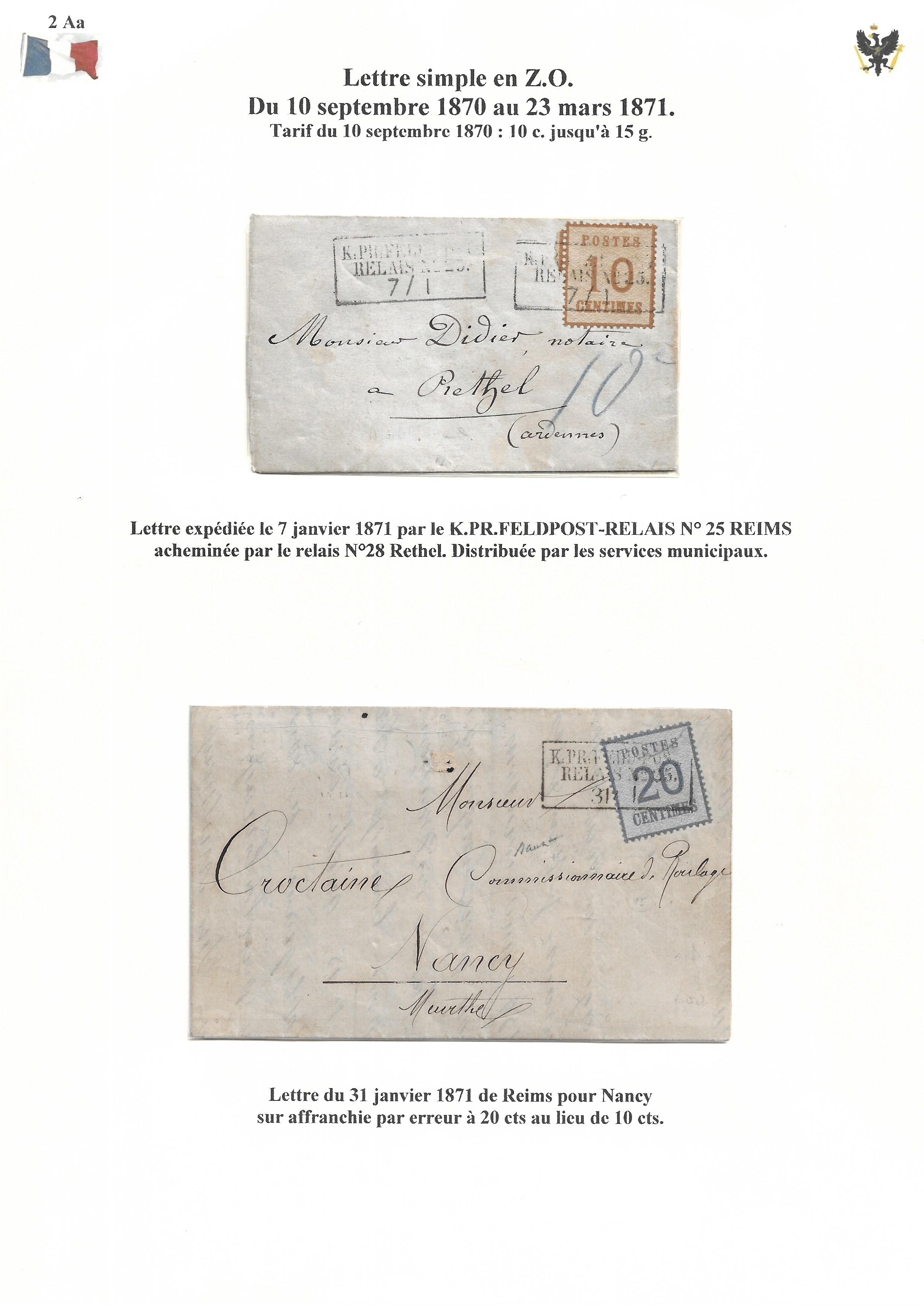 Occupation Prussienne dans la Marne 1870-1872 : Cons��quences sur les relations postales p. 10