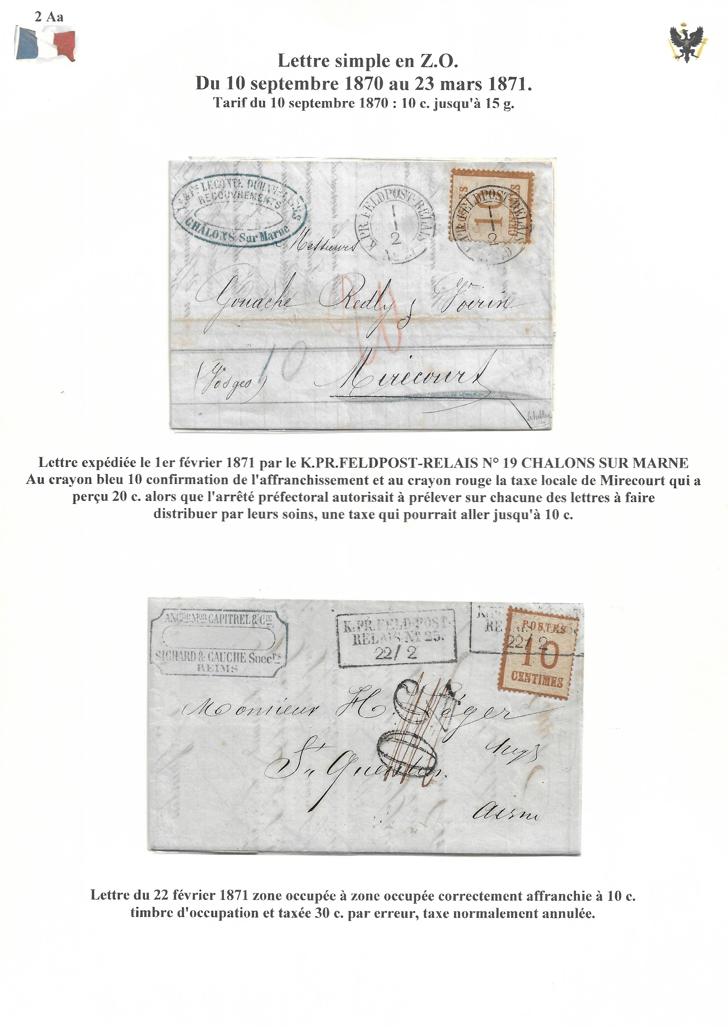 Occupation Prussienne dans la Marne 1870-1872 : Cons��quences sur les relations postales p. 11