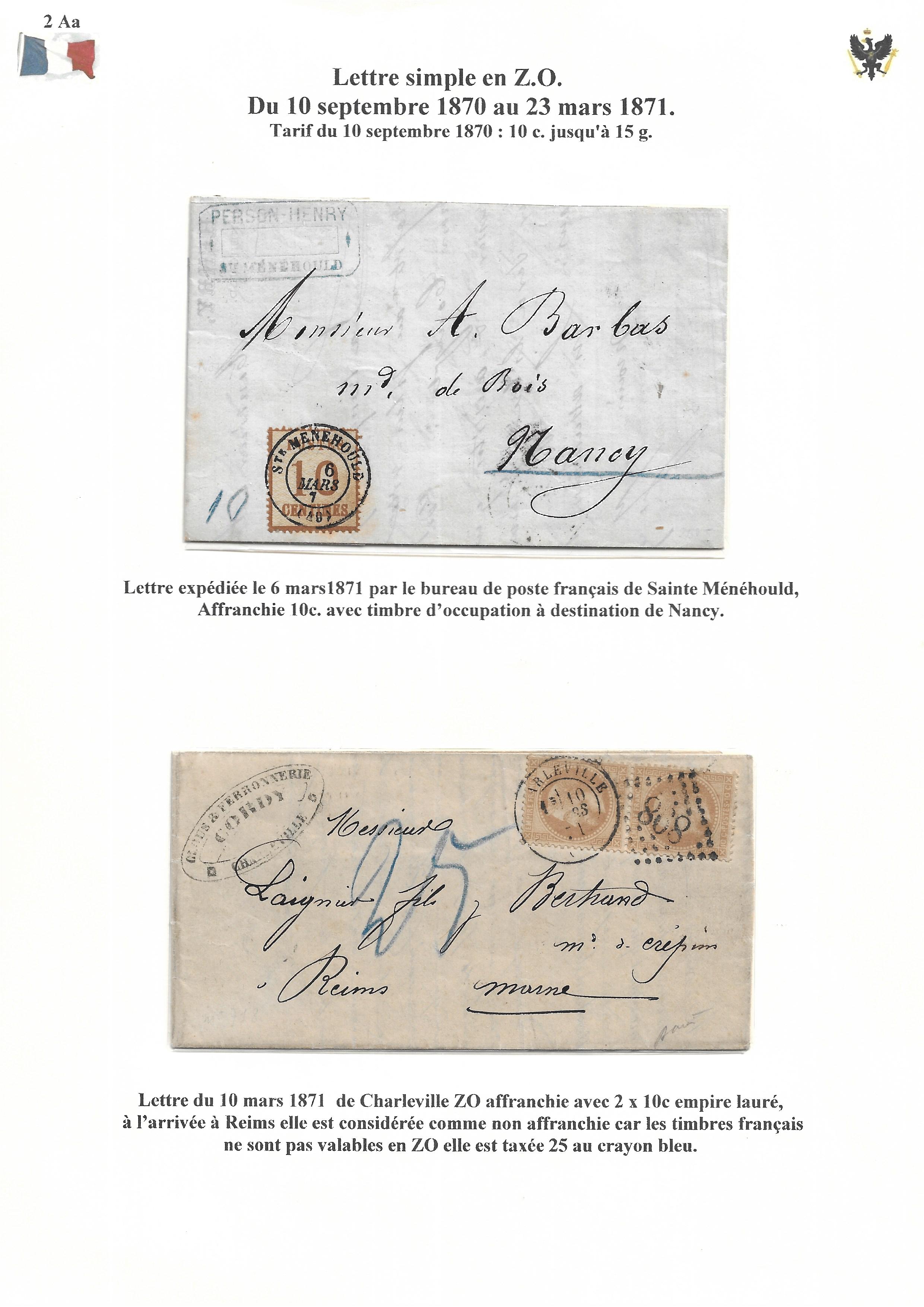 Occupation Prussienne dans la Marne 1870-1872 : Cons��quences sur les relations postales p. 12