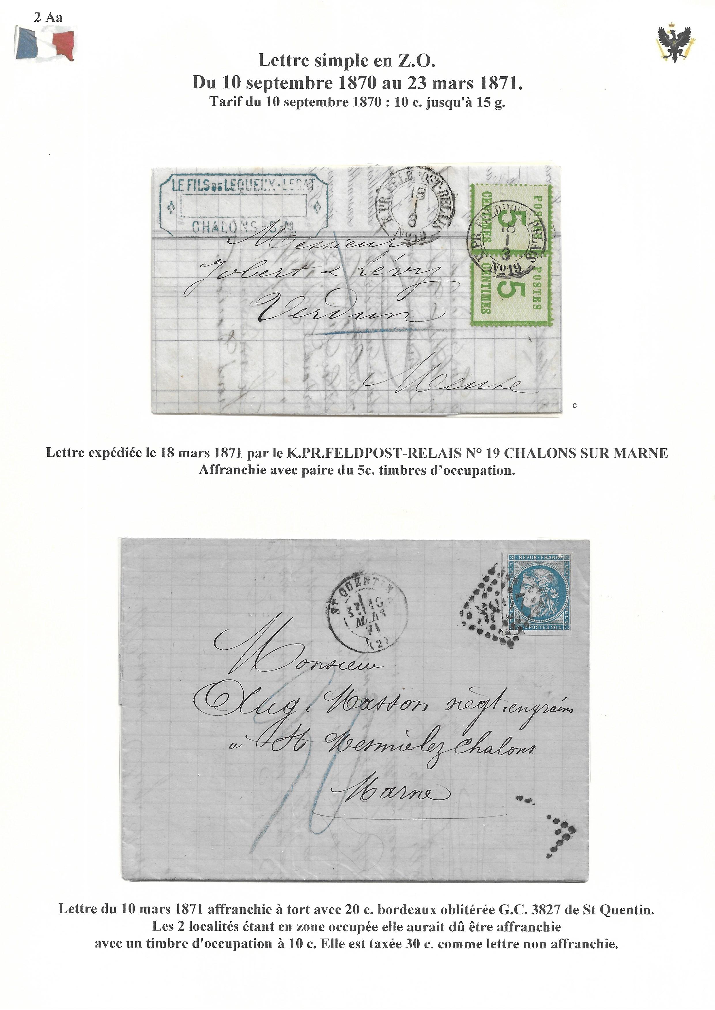 Occupation Prussienne dans la Marne 1870-1872 : Cons��quences sur les relations postales p. 13