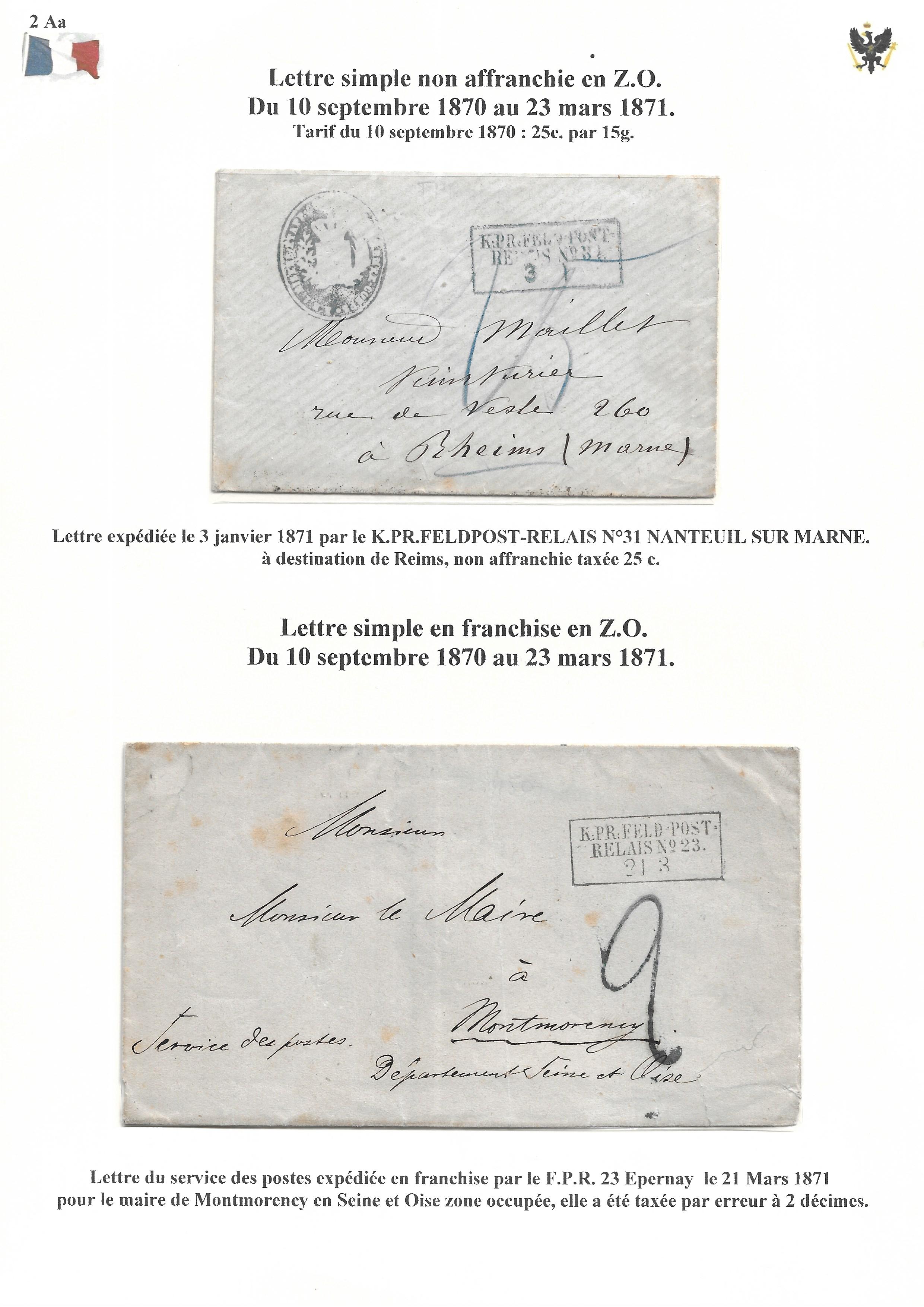 Occupation Prussienne dans la Marne 1870-1872 : Cons��quences sur les relations postales p. 14