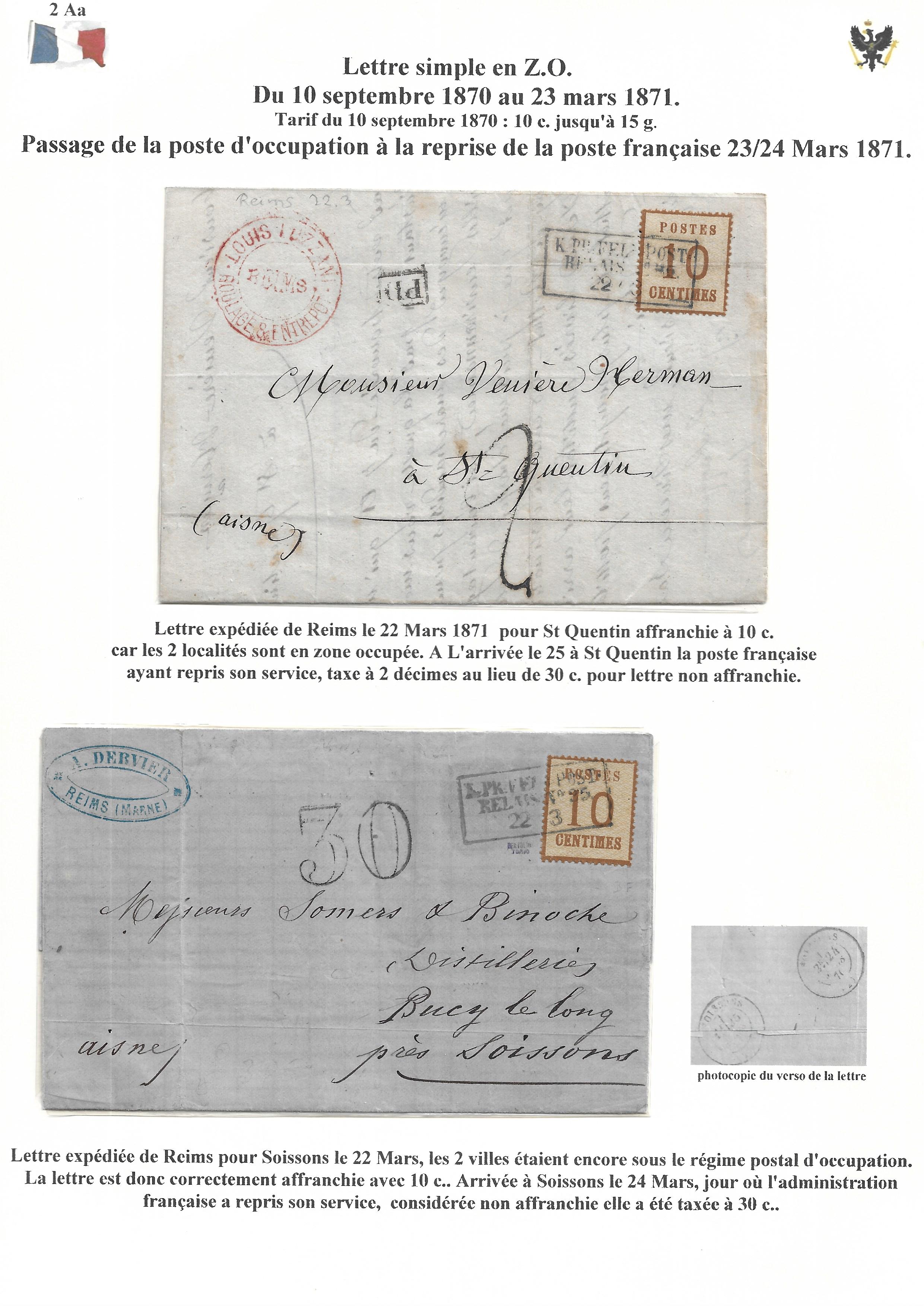 Occupation Prussienne dans la Marne 1870-1872 : Cons��quences sur les relations postales p. 15