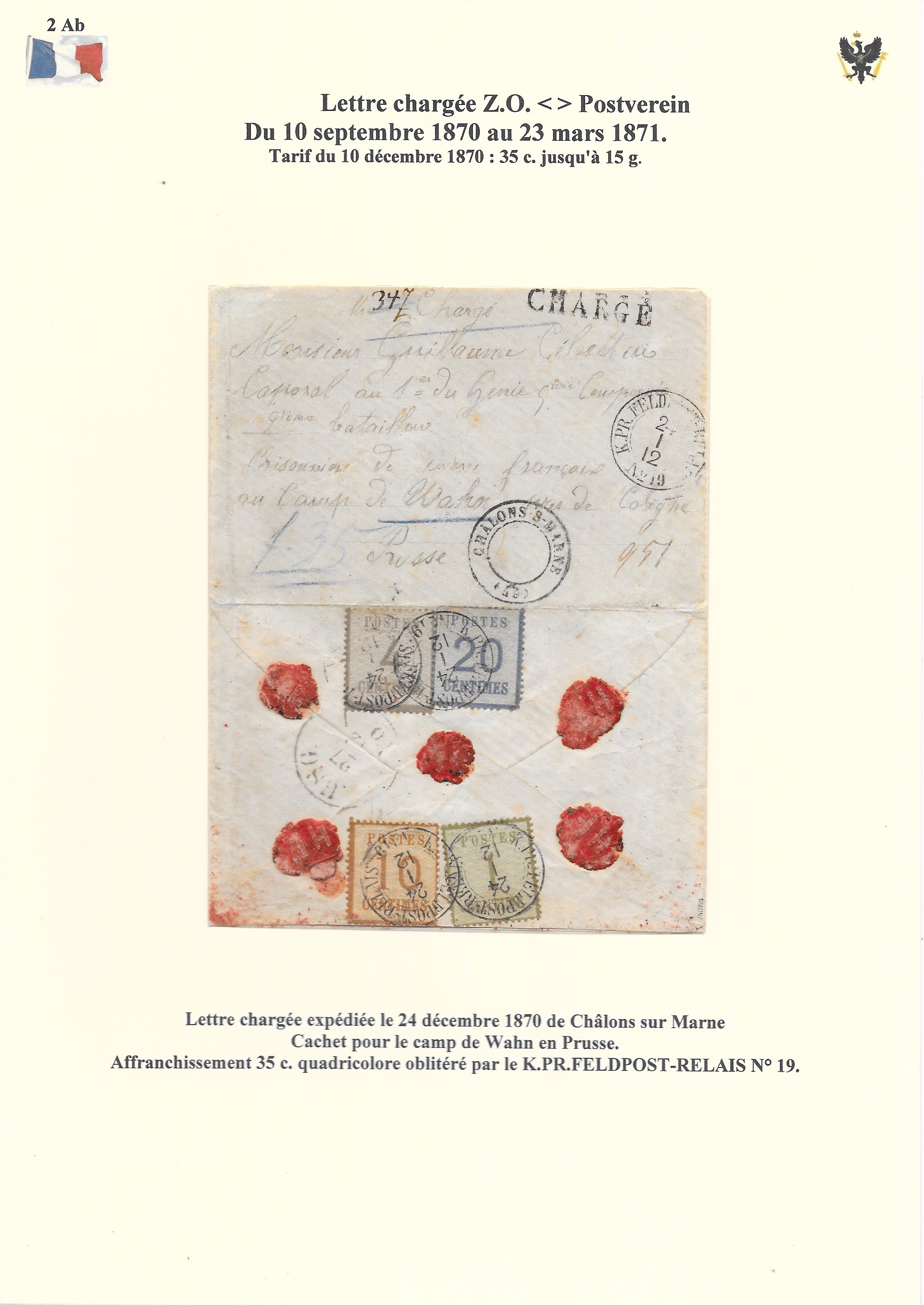 Occupation Prussienne dans la Marne 1870-1872 : Cons��quences sur les relations postales p. 20