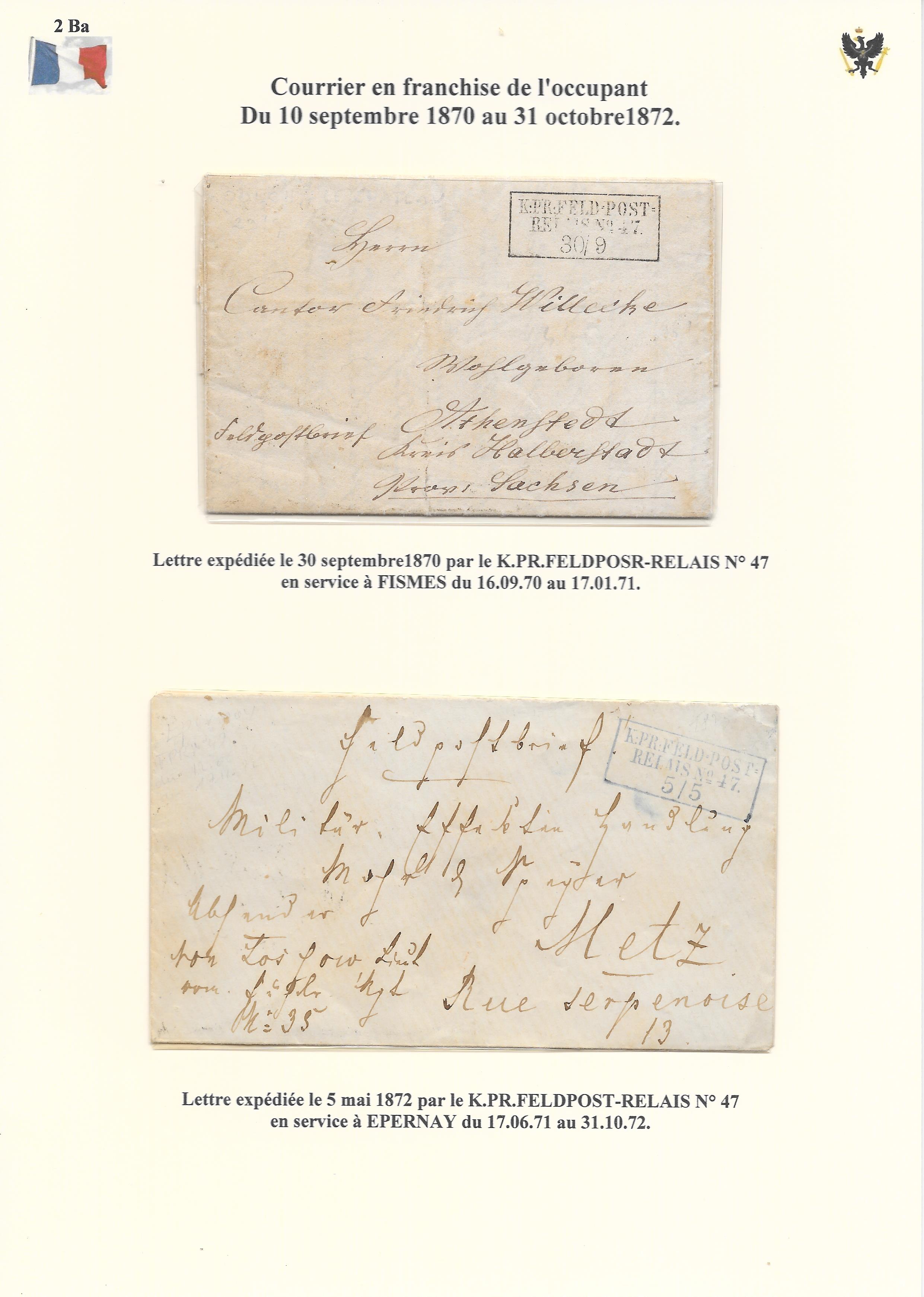 Occupation Prussienne dans la Marne 1870-1872 : Cons��quences sur les relations postales p. 24