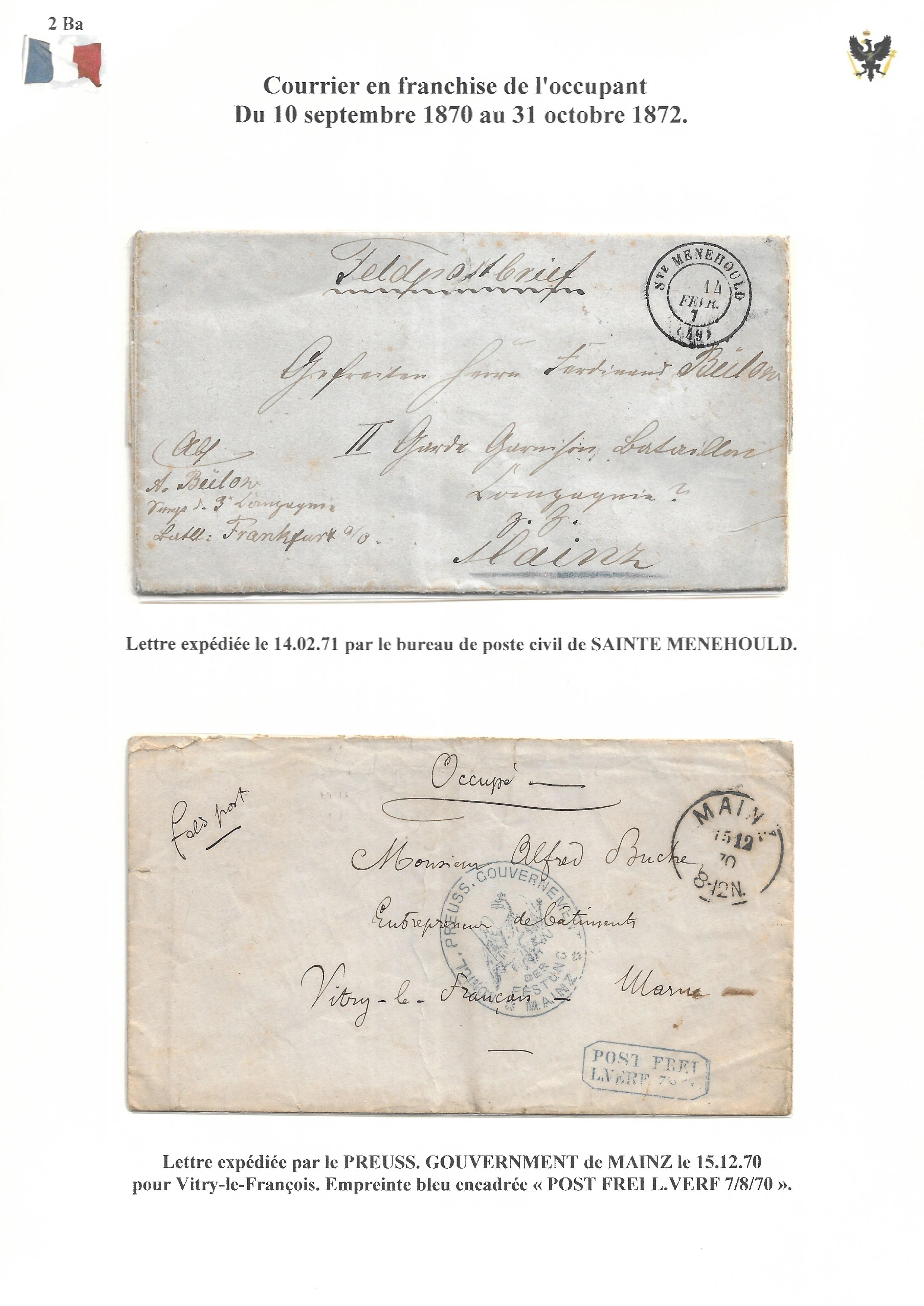 Occupation Prussienne dans la Marne 1870-1872 : Cons��quences sur les relations postales p. 25