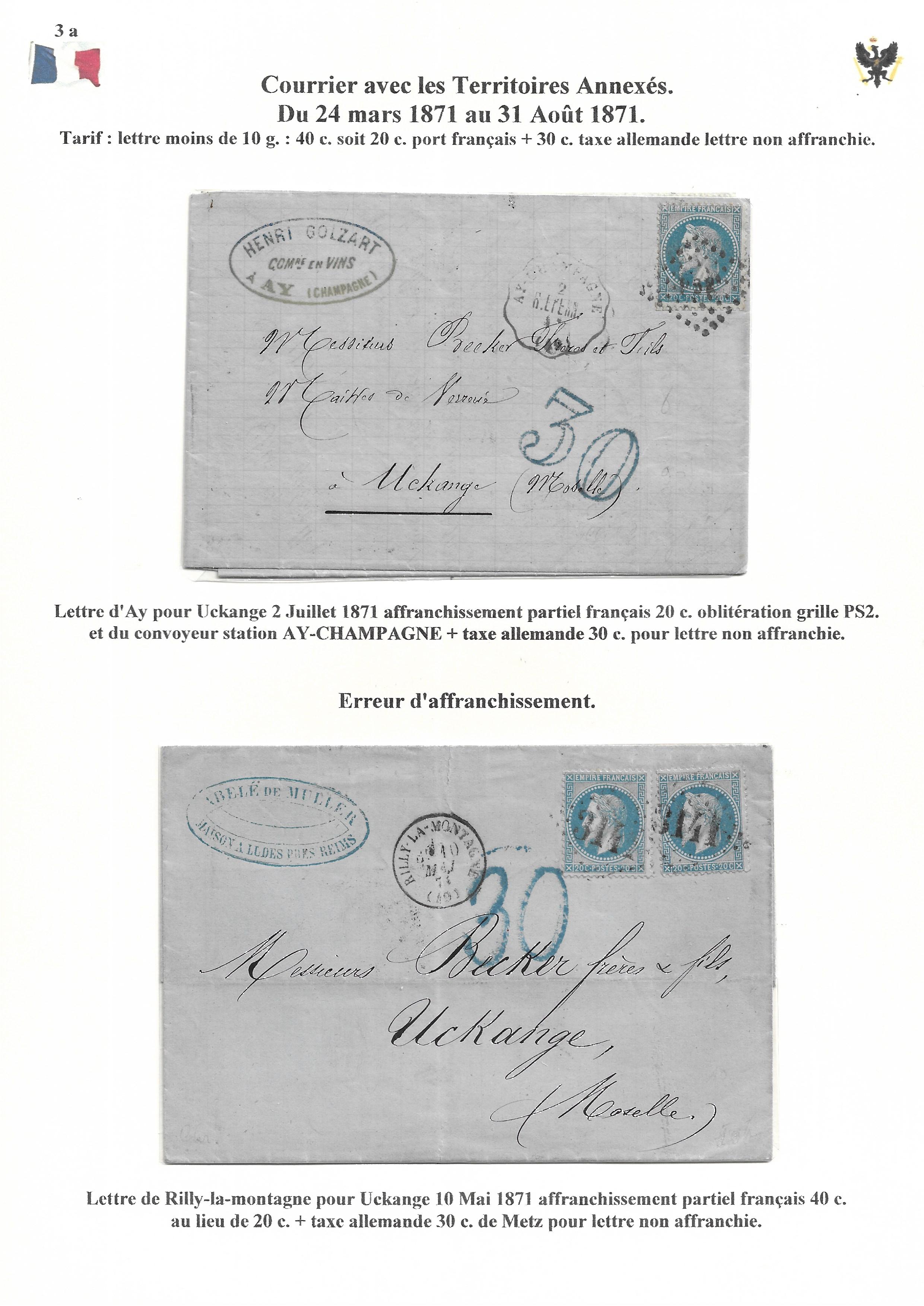 Occupation Prussienne dans la Marne 1870-1872 : Cons��quences sur les relations postales p. 30