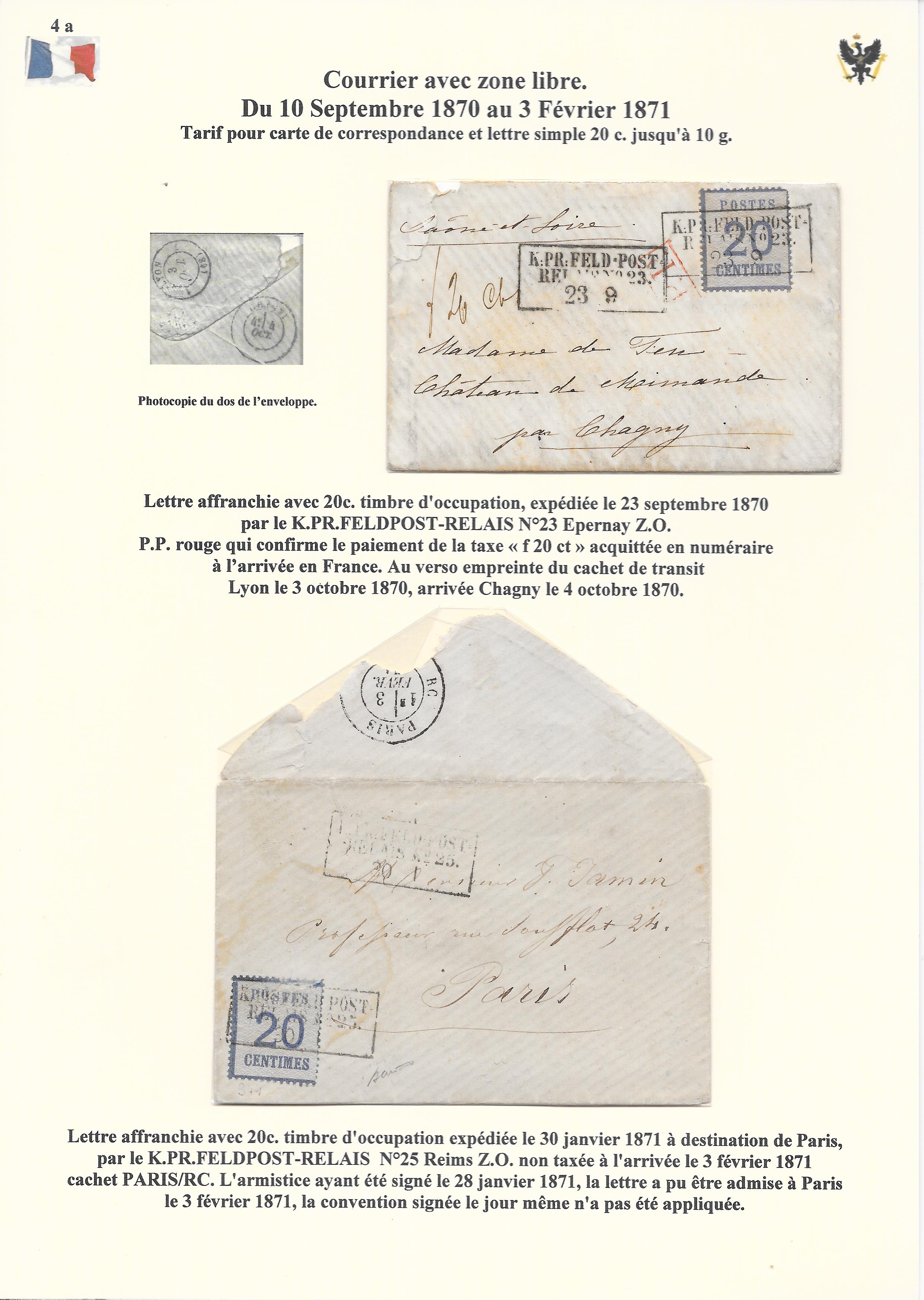 Occupation Prussienne dans la Marne 1870-1872 : Cons��quences sur les relations postales p. 46