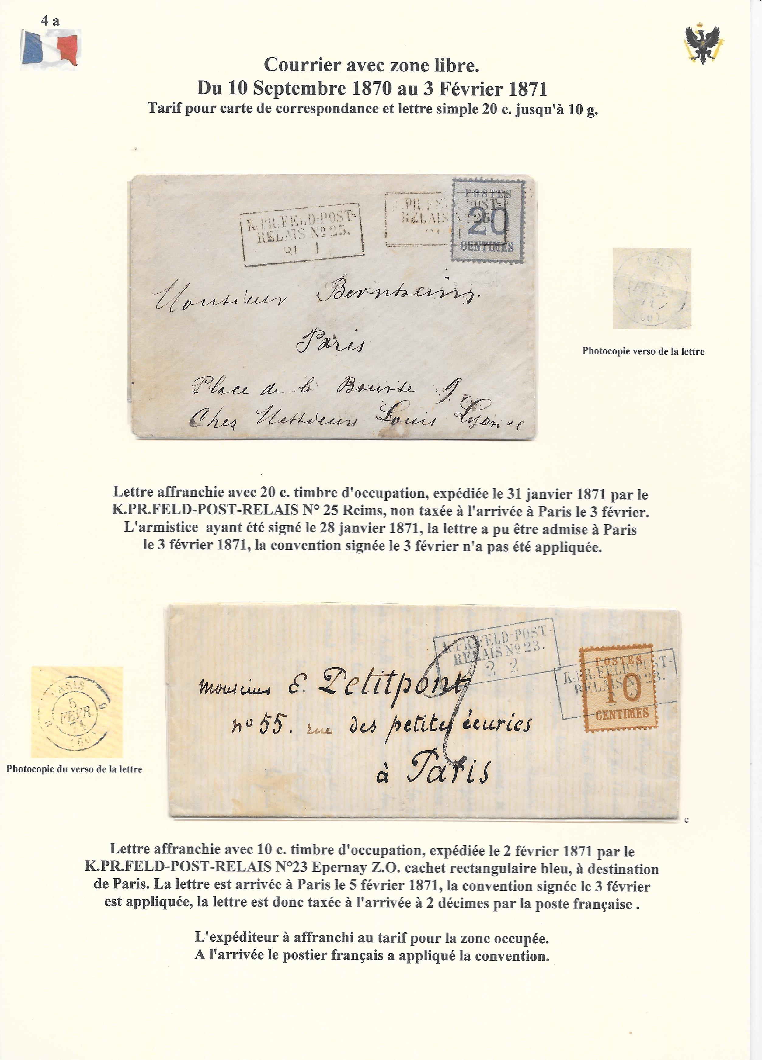Occupation Prussienne dans la Marne 1870-1872 : Cons��quences sur les relations postales p. 47