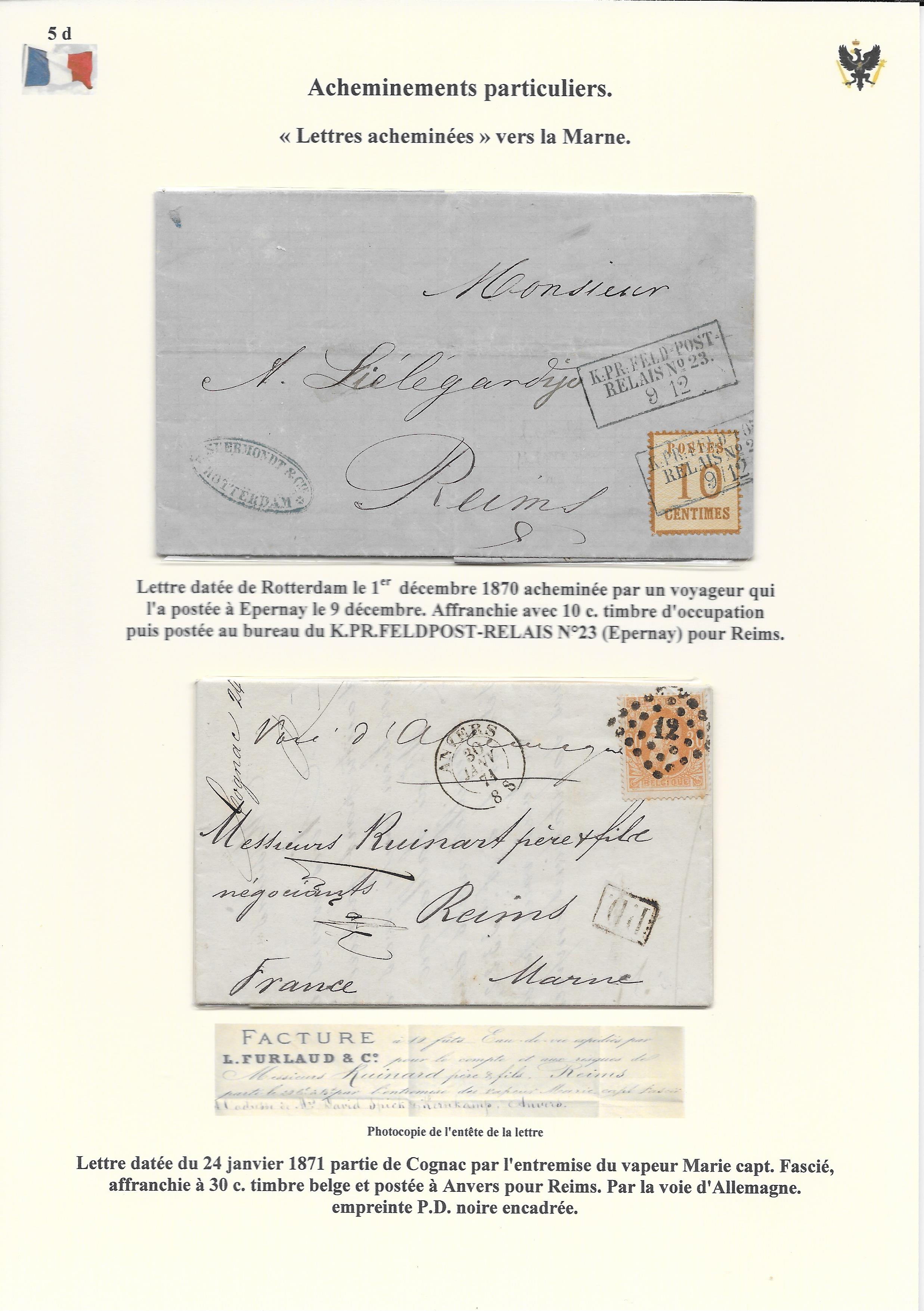 Occupation Prussienne dans la Marne 1870-1872 : Cons��quences sur les relations postales p. 67