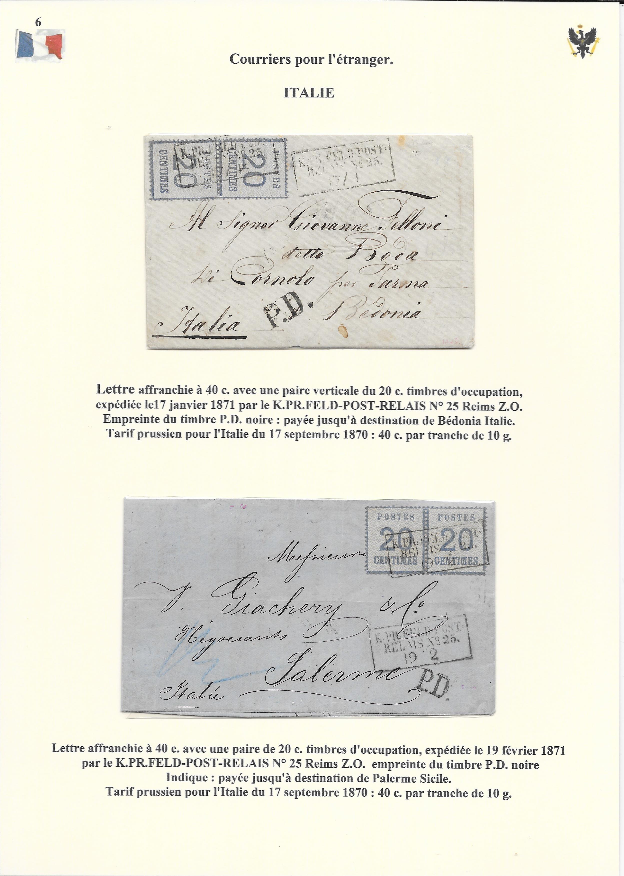 Occupation Prussienne dans la Marne 1870-1872 : Cons��quences sur les relations postales p. 70