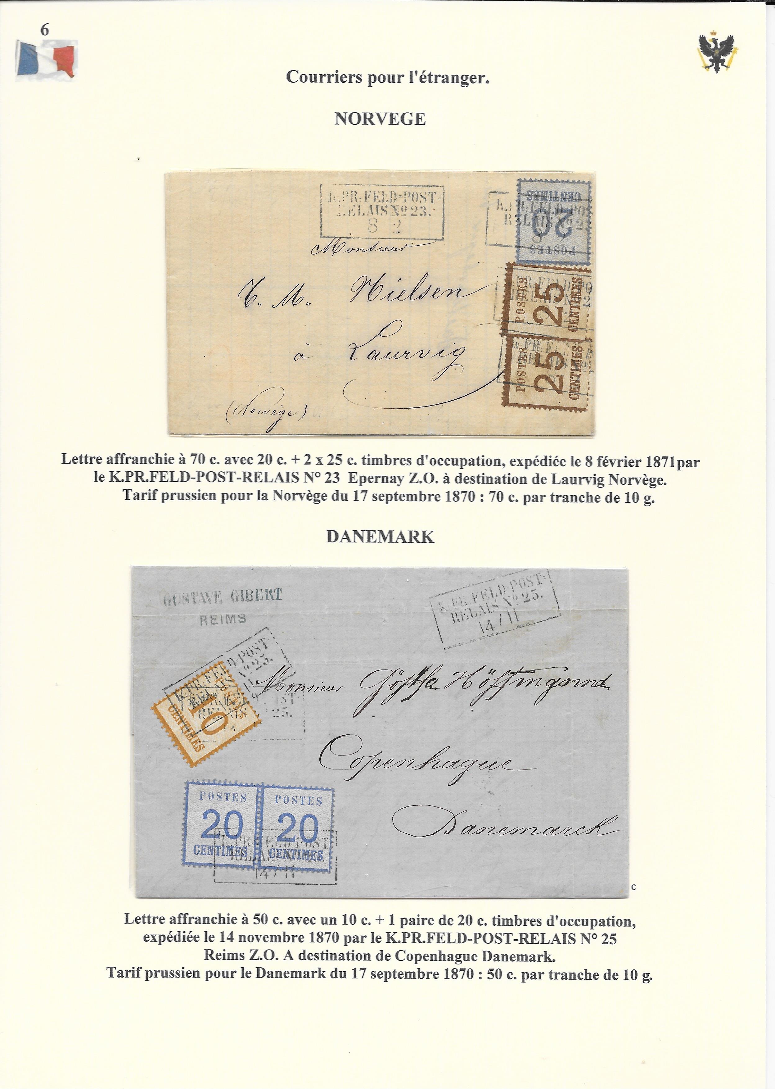 Occupation Prussienne dans la Marne 1870-1872 : Cons��quences sur les relations postales p. 71