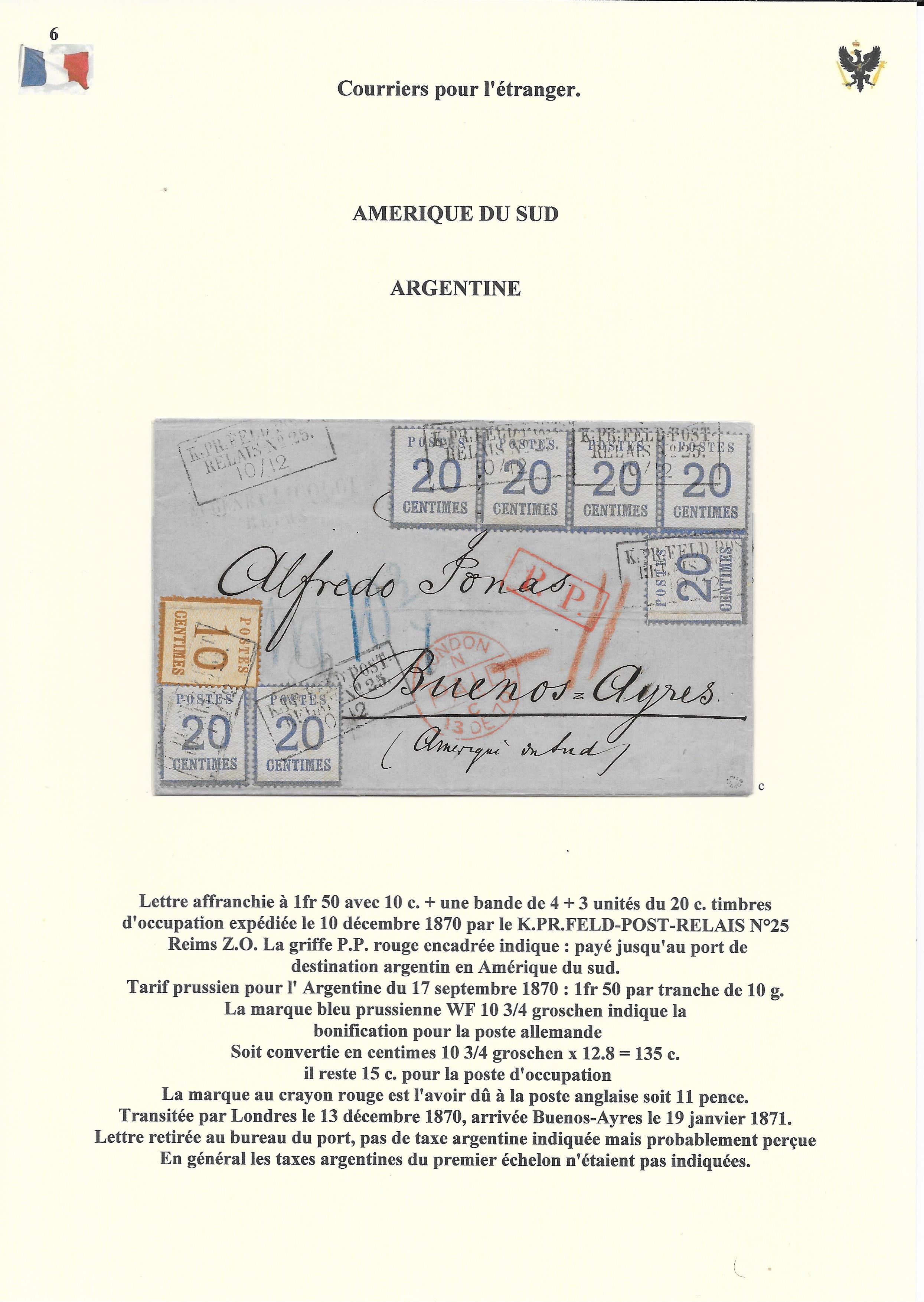 Occupation Prussienne dans la Marne 1870-1872 : Cons��quences sur les relations postales p. 74
