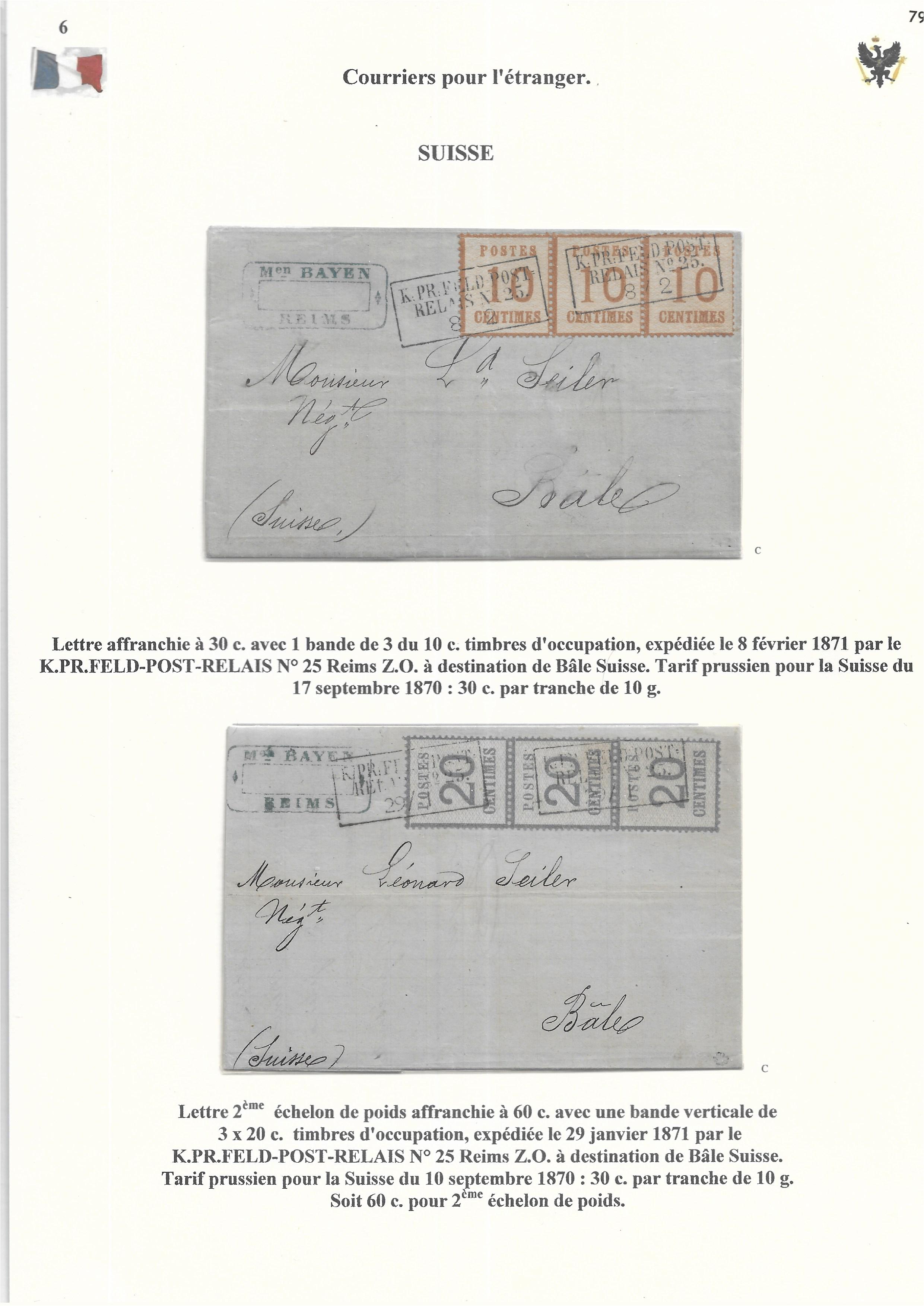 Occupation Prussienne dans la Marne 1870-1872 : Cons��quences sur les relations postales p. 78
