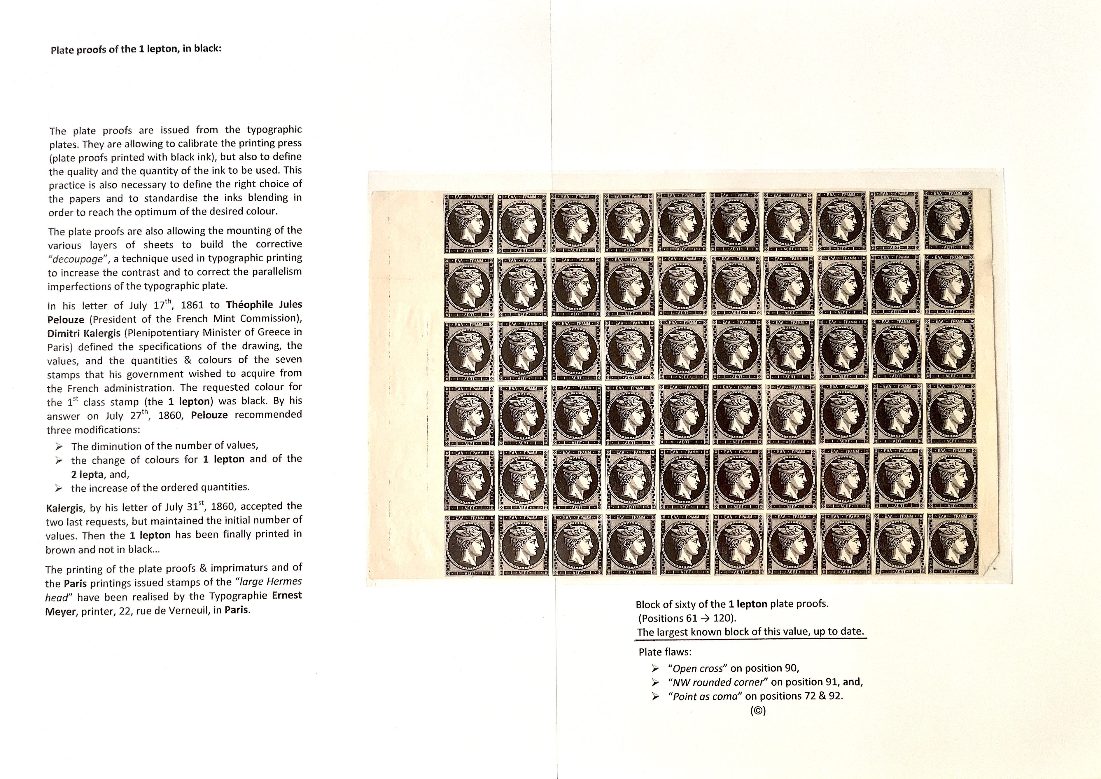 La fabrication et l���utilisation postale des tirages de Paris de la grosse t��te d���Herm��s de Gr��ce��� p. 12