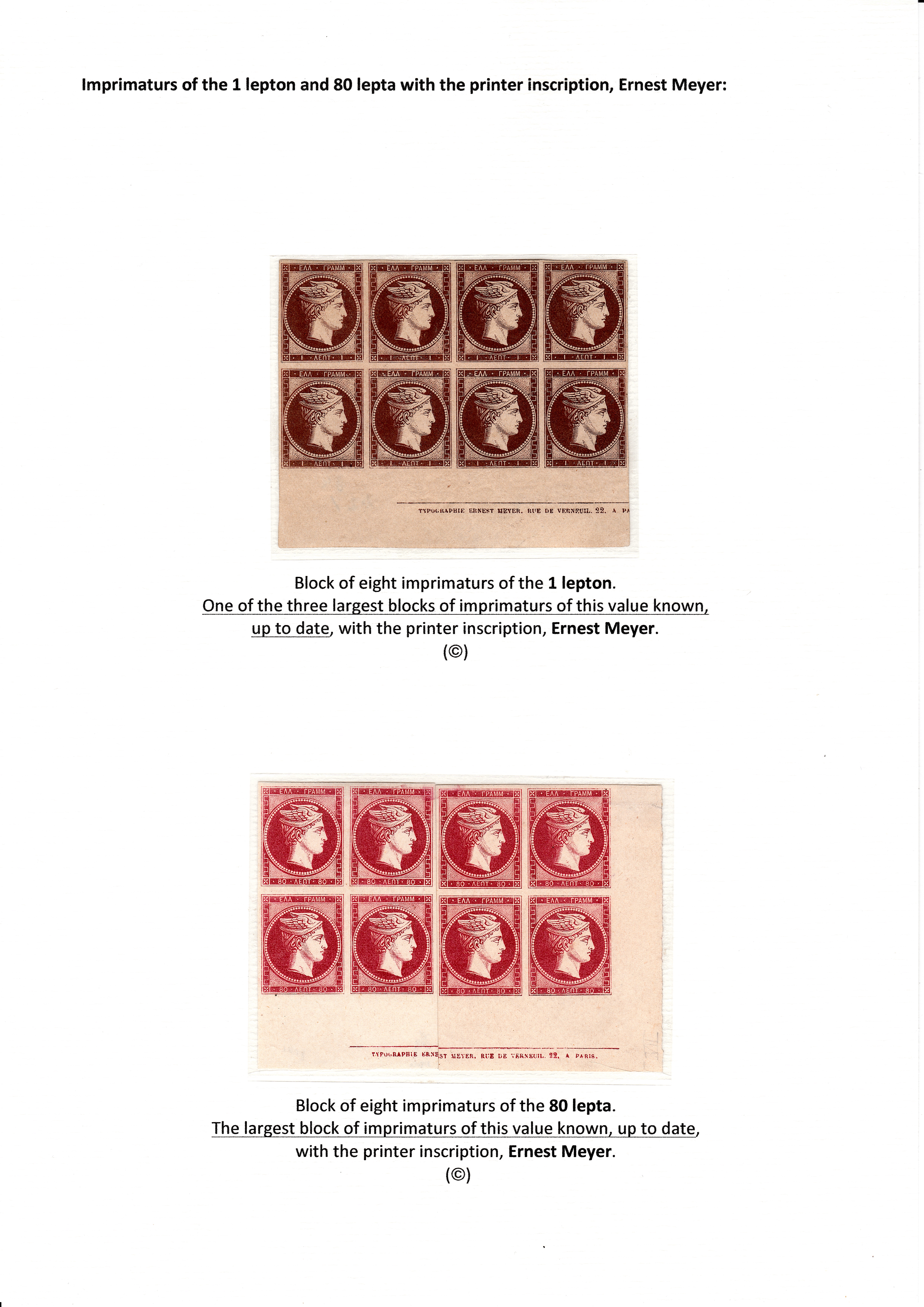 La fabrication et l���utilisation postale des tirages de Paris de la grosse t��te d���Herm��s de Gr��ce��� p. 23