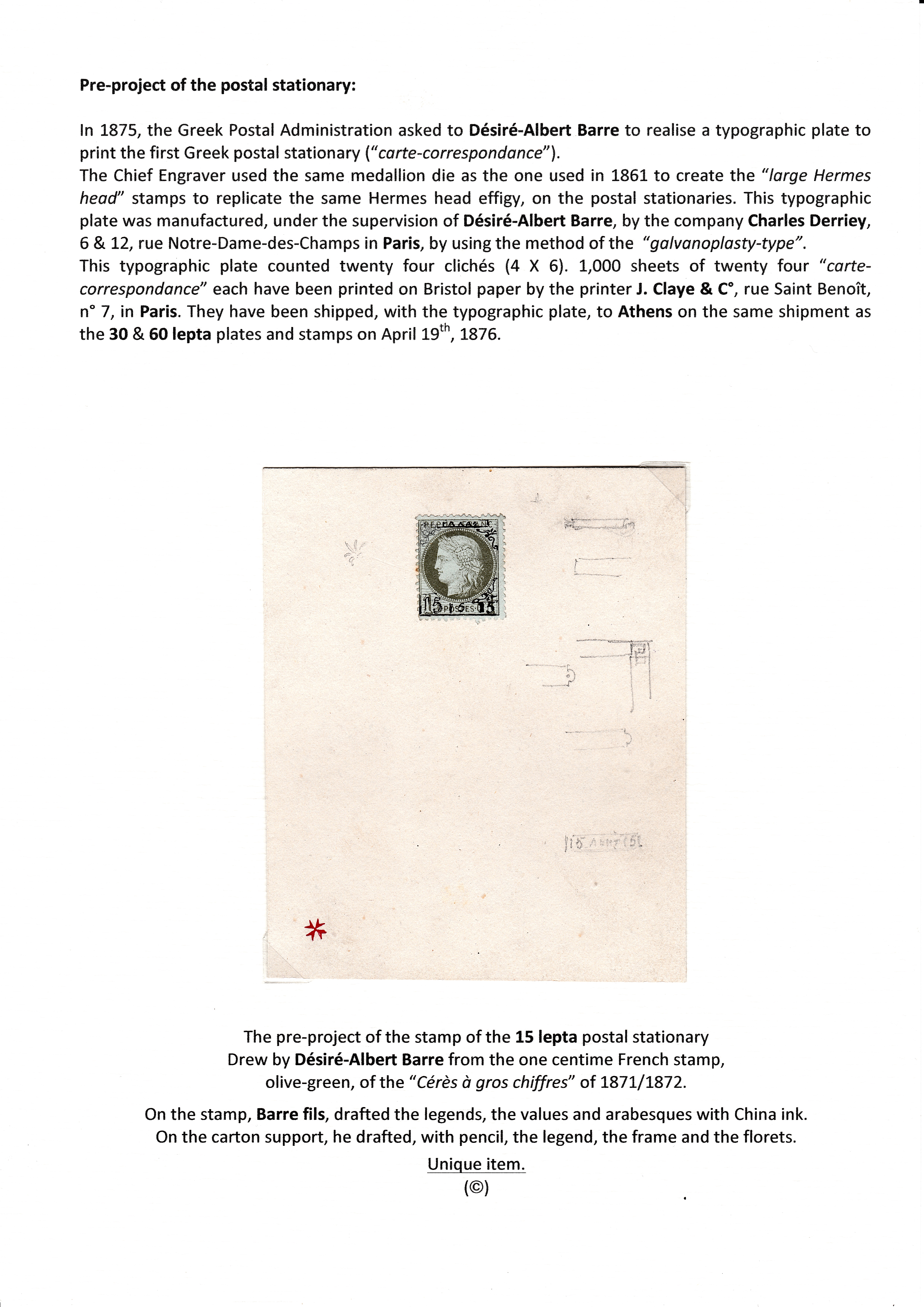 La fabrication et l���utilisation postale des tirages de Paris de la grosse t��te d���Herm��s de Gr��ce��� p. 61