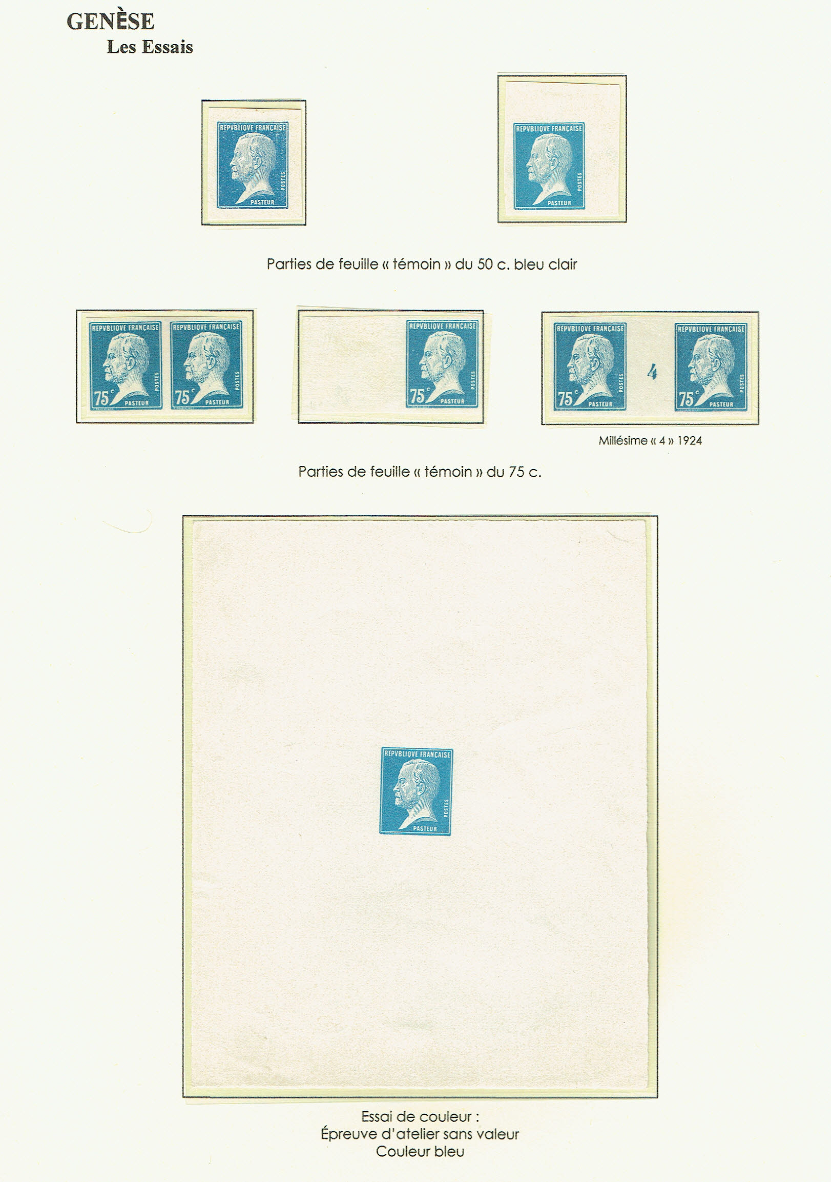 Le type Pasteur, France et Colonies p. 5